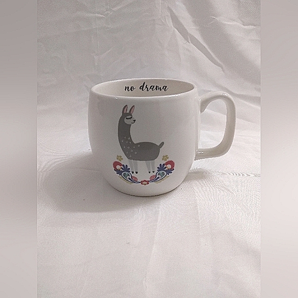 Opalhouse Porcelain Stoneware "No Drama" Llama Coffee/Mug White